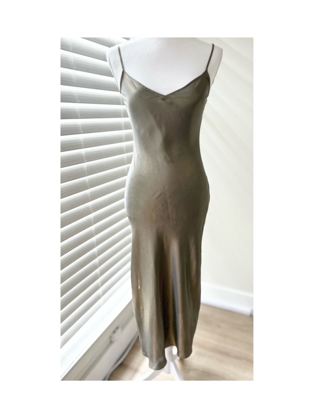 All Saints Olive/Gold Slip Midi Dress